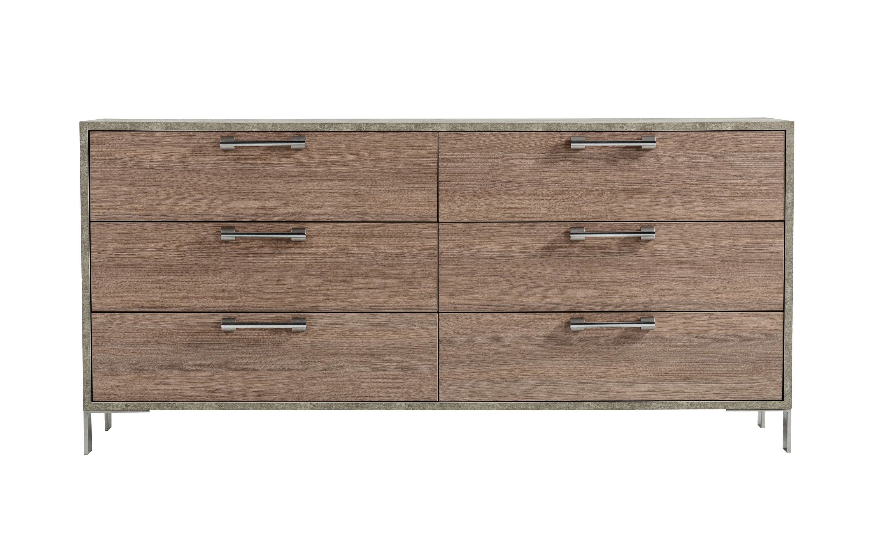 Boston - Modern Brown Oak & Brushed Stainless Steel Dresser - image 3
