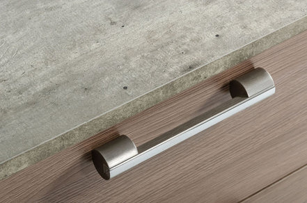 Boston - Modern Brown Oak & Brushed Stainless Steel Dresser