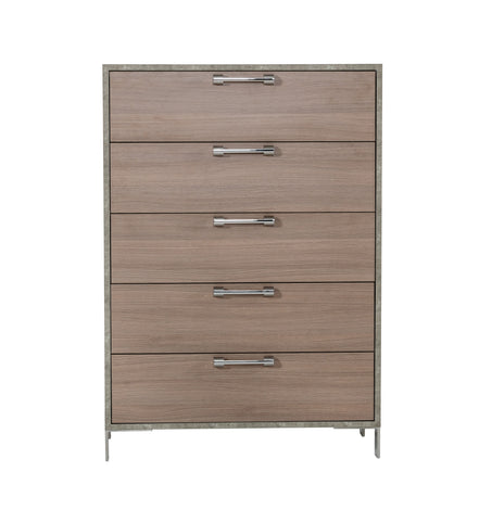 Boston - Modern Brown Oak & Brushed Stainless Steel Chest - image 3
