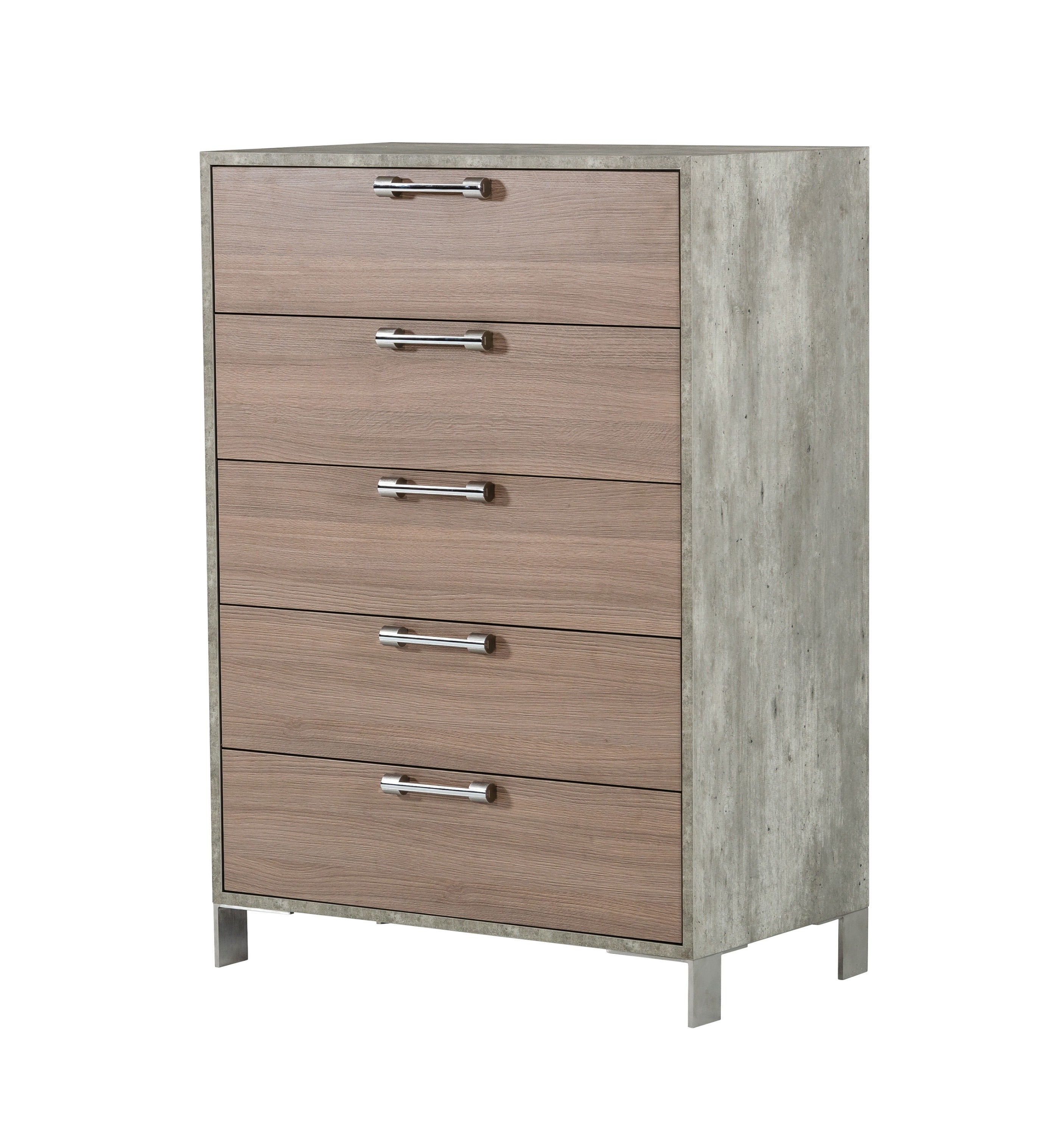Boston - Modern Brown Oak & Brushed Stainless Steel Chest - image 4