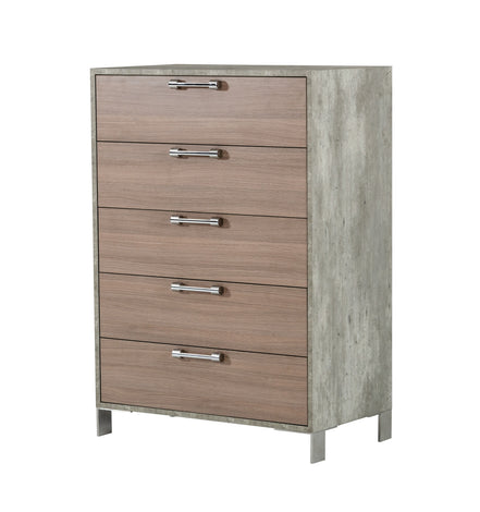 Boston - Modern Brown Oak & Brushed Stainless Steel Chest - image 4