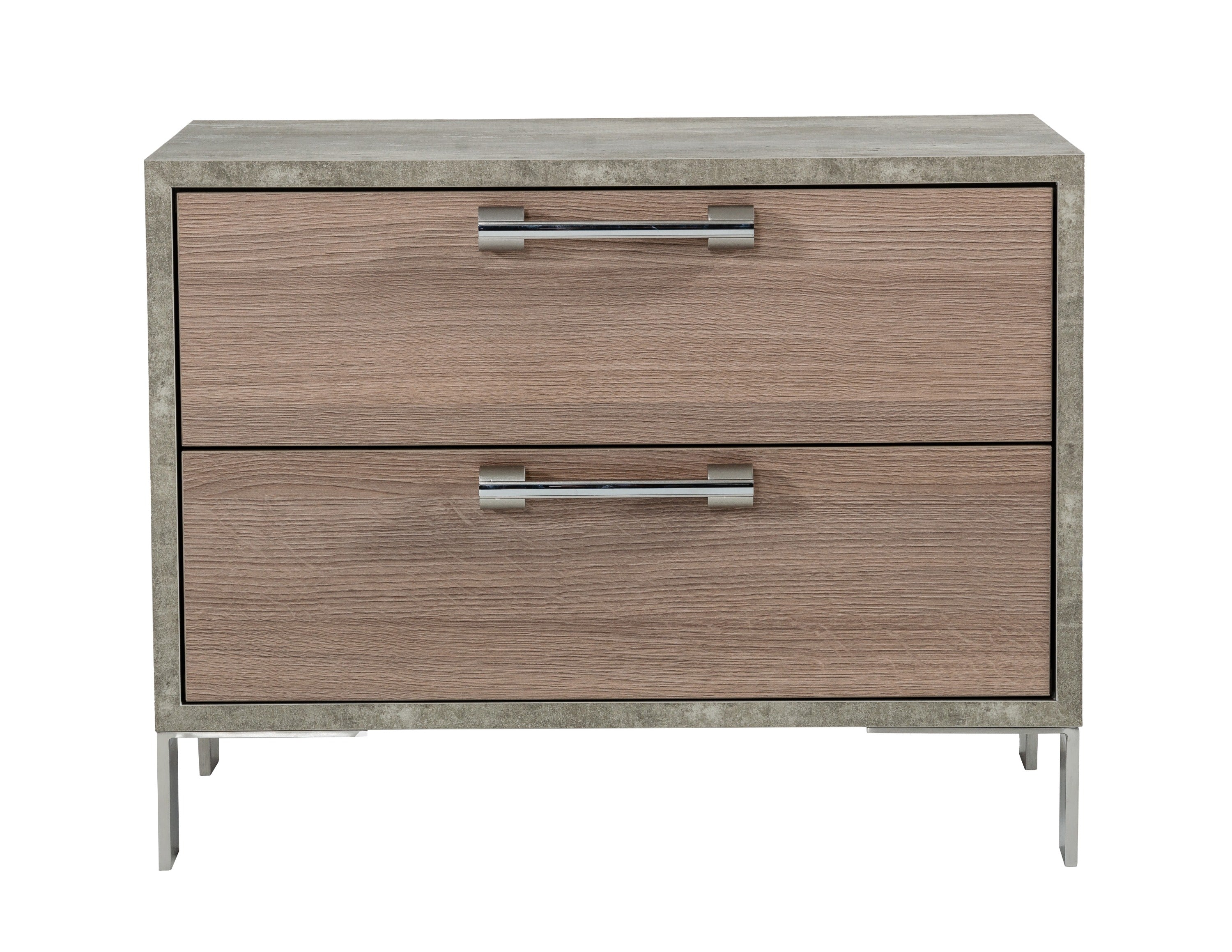 Boston - Modern Brown Oak & Brushed Stainless Steel Nightstand - image 4