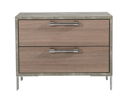 Boston - Modern Brown Oak & Brushed Stainless Steel Nightstand - image 4