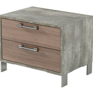 Boston - Modern Brown Oak & Brushed Stainless Steel Nightstand - image 5