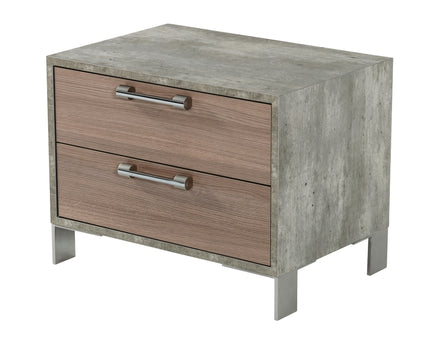 Boston - Modern Brown Oak & Brushed Stainless Steel Nightstand - image 5