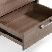 Boston - Modern Brown Oak & Brushed Stainless Steel Nightstand
