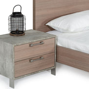 Boston - Modern Brown Oak & Brushed Stainless Steel Nightstand - image 2