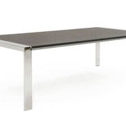 Fauna - Modern Elm Grey & Stainless Steel Chrome Dining Table