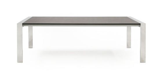 Fauna - Modern Elm Grey & Stainless Steel Chrome Dining Table - image 2