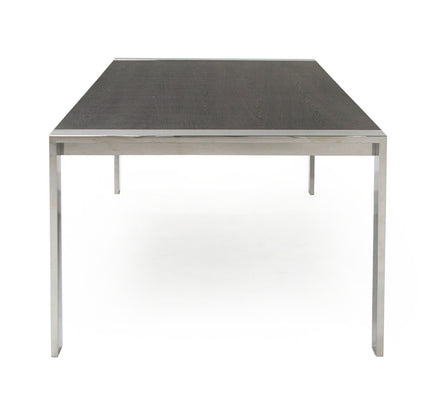 Fauna - Modern Elm Grey & Stainless Steel Chrome Dining Table - image 4