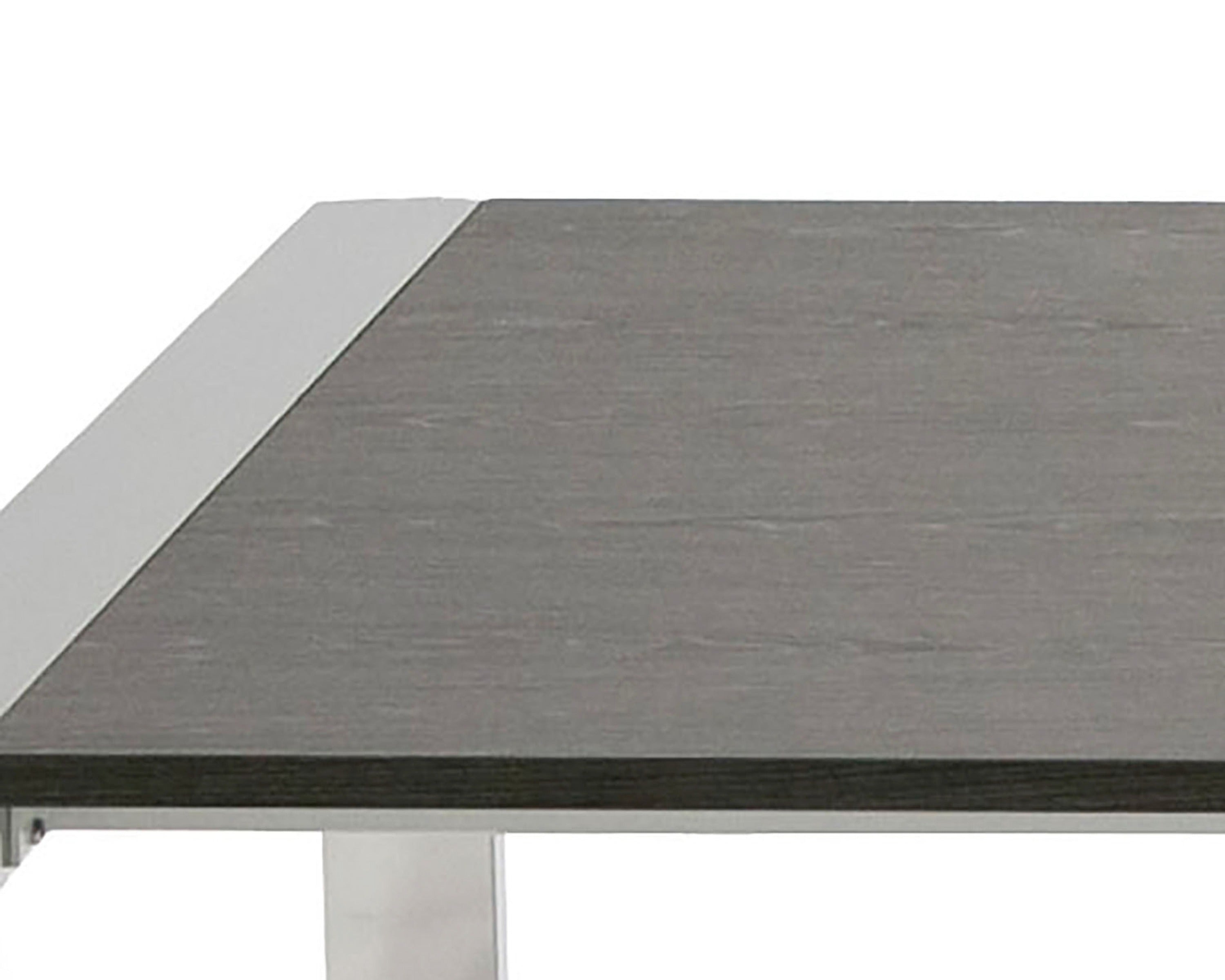 Fauna - Modern Elm Grey & Stainless Steel Chrome Dining Table - image 5