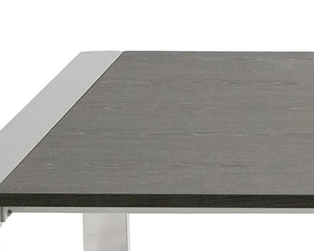 Fauna - Modern Elm Grey & Stainless Steel Chrome Dining Table - image 5