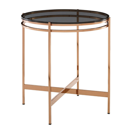 Bradford - Modern Smoked Glass & Rosegold Small End Table