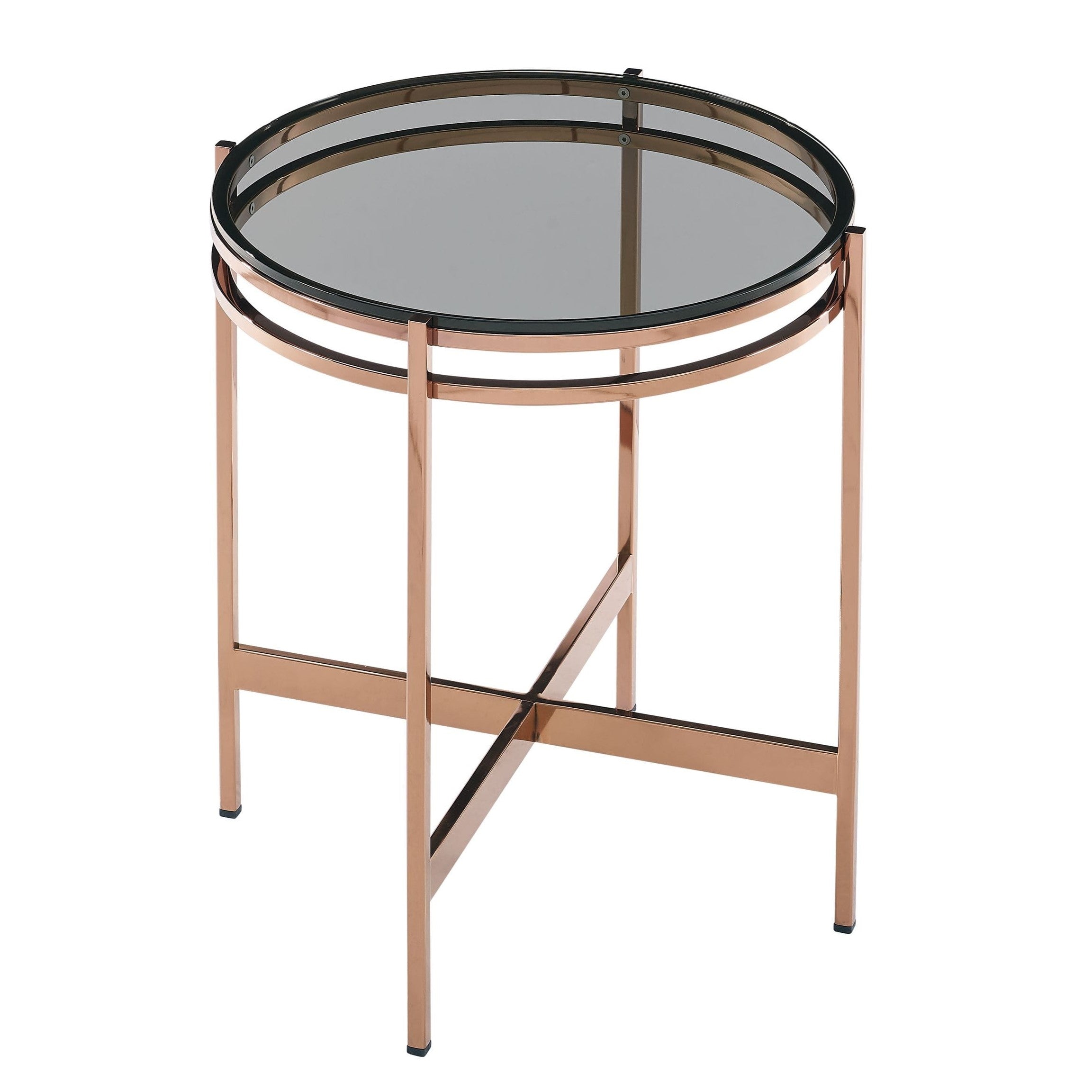Bradford - Modern Smoked Glass & Rosegold Small End Table - image 2
