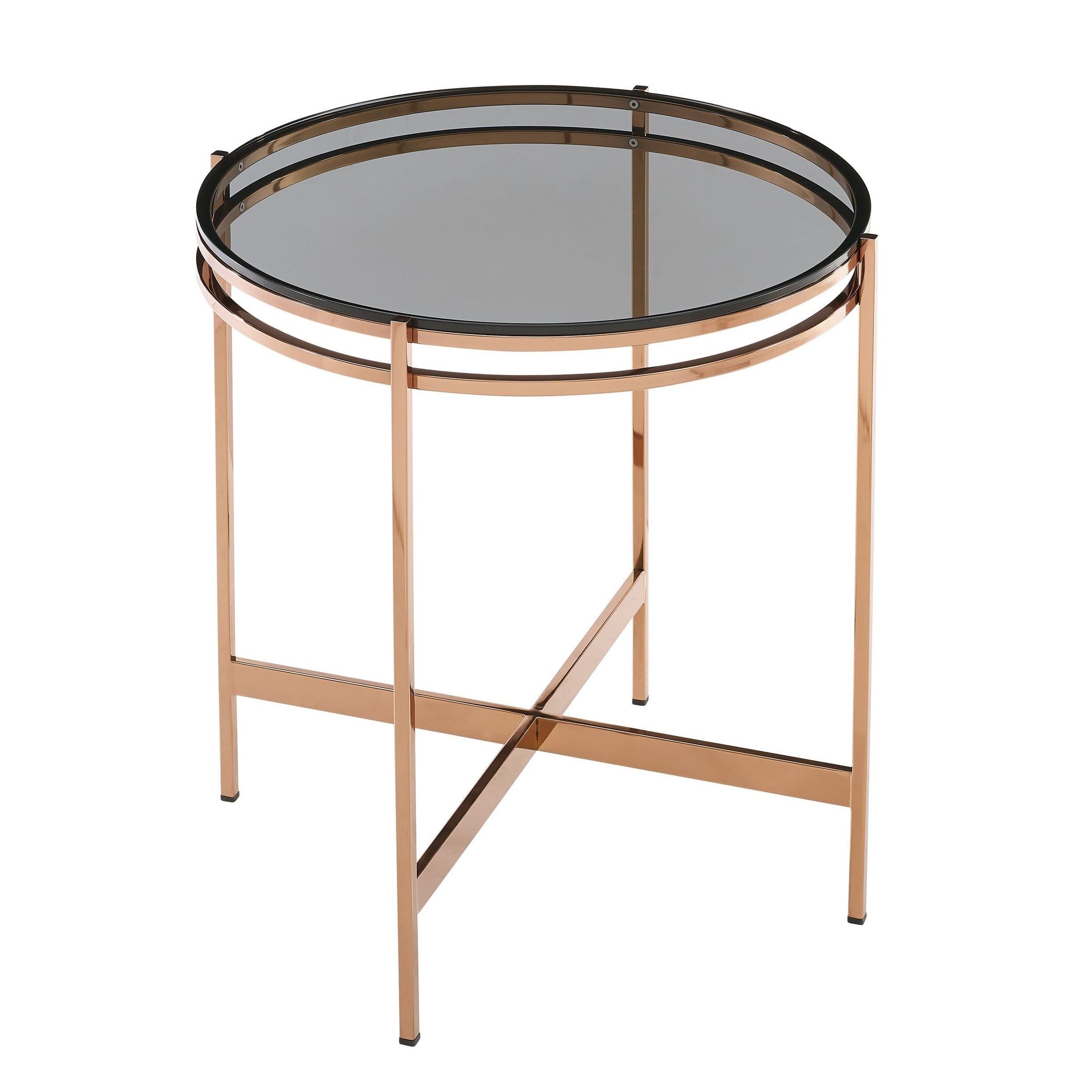 Bradford - Modern Smoked Glass & Rosegold End Table - image 2