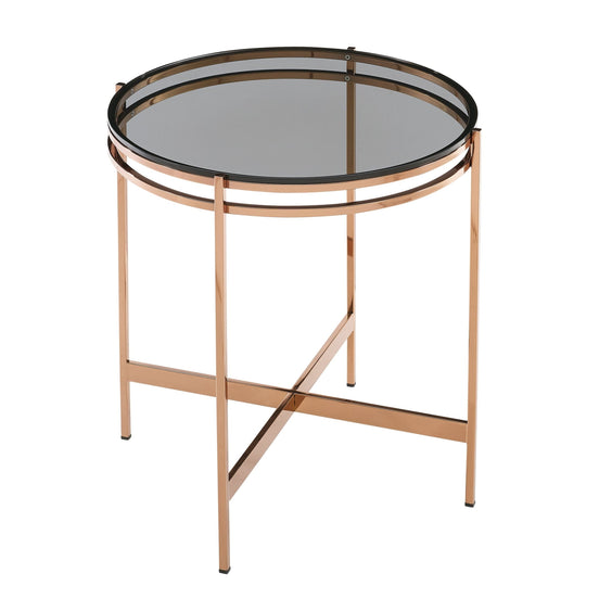 Bradford - Modern Smoked Glass & Rosegold End Table - image 2