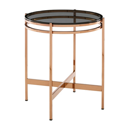 Bradford - Modern Smoked Glass & Rosegold End Table