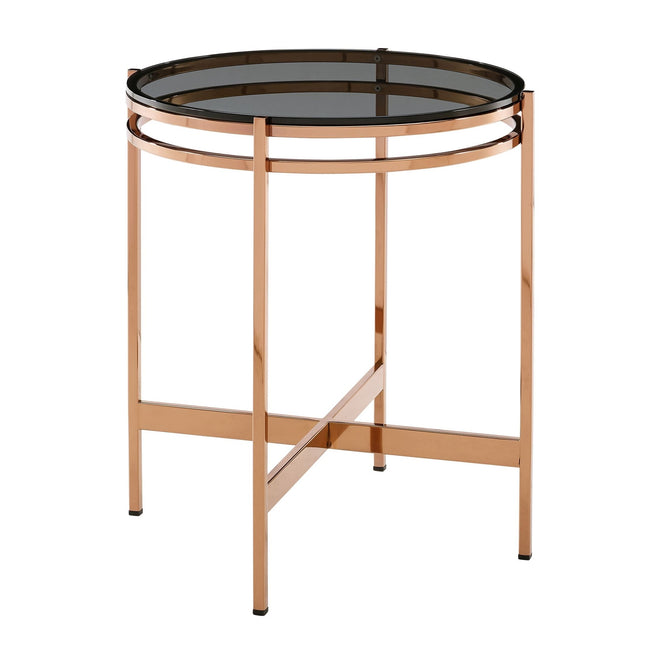 Bradford - Modern Smoked Glass & Rosegold End Table