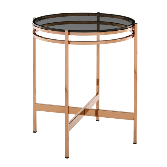 Bradford - Modern Smoked Glass & Rosegold End Table