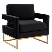 Edna - Modern Black Velvet & Gold Accent Chair - image 2