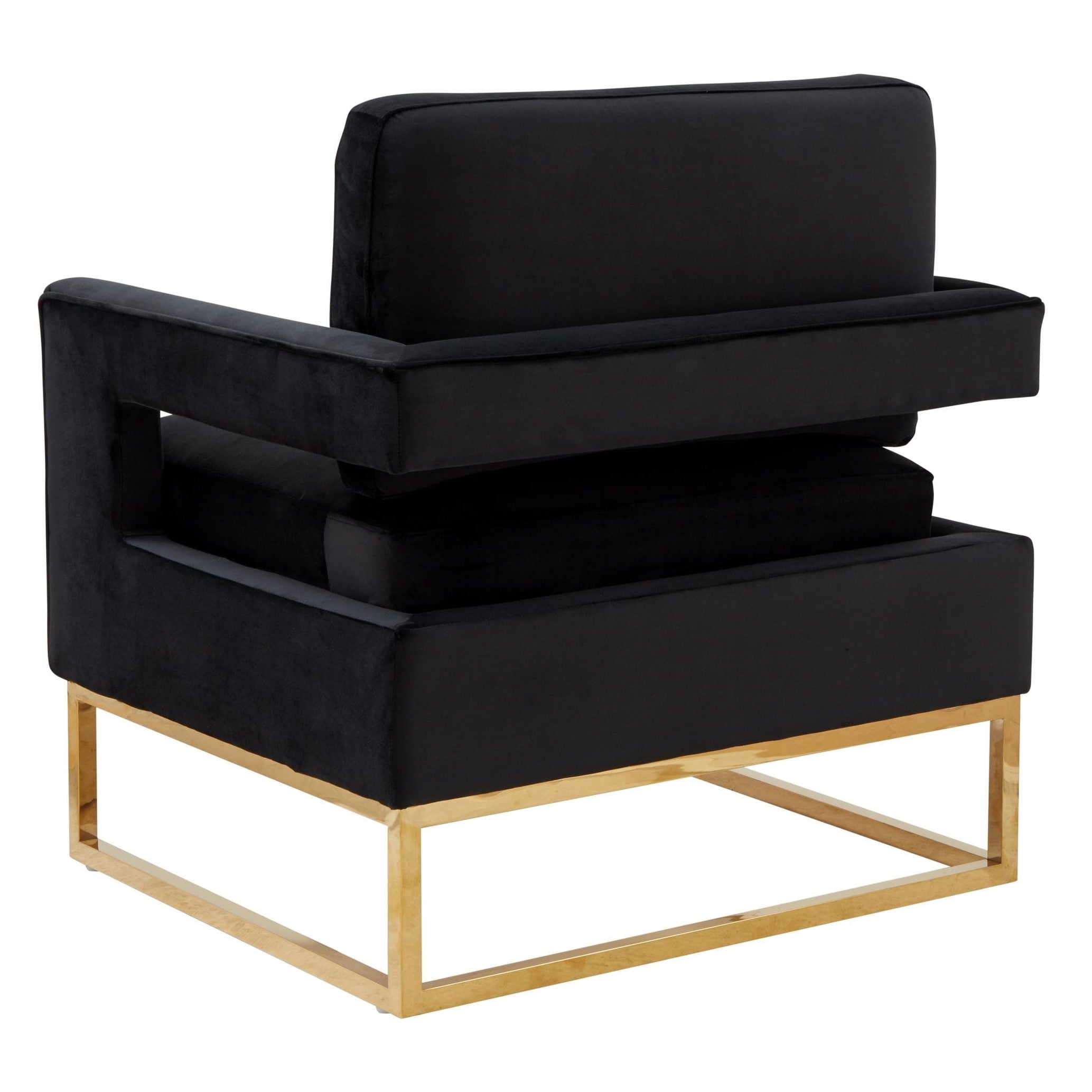 Edna - Modern Black Velvet & Gold Accent Chair - image 4