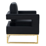 Edna - Modern Black Velvet & Gold Accent Chair - image 3