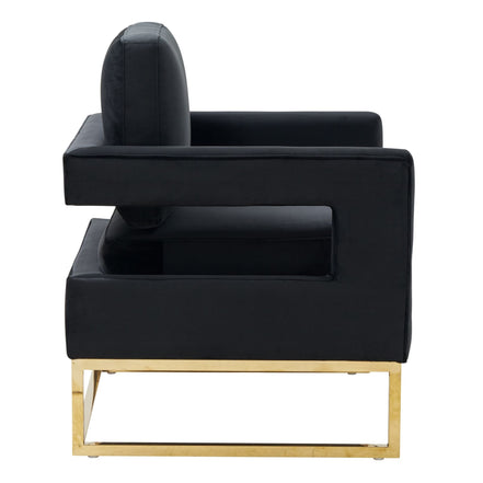 Edna - Modern Black Velvet & Gold Accent Chair - image 3