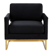 Edna - Modern Black Velvet & Gold Accent Chair