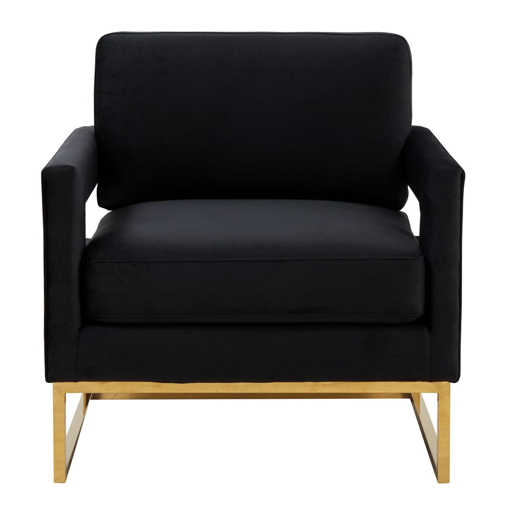 Edna - Modern Black Velvet & Gold Accent Chair