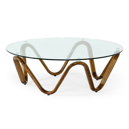 Lassen - Modern Glass & Walnut Coffee Table - image 4
