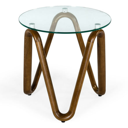 Lassen - Modern Glass & Walnut End Table - image 4