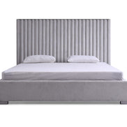 Splendor - Silver + Grey Velvet Upholstered King Platform Bed - image 5