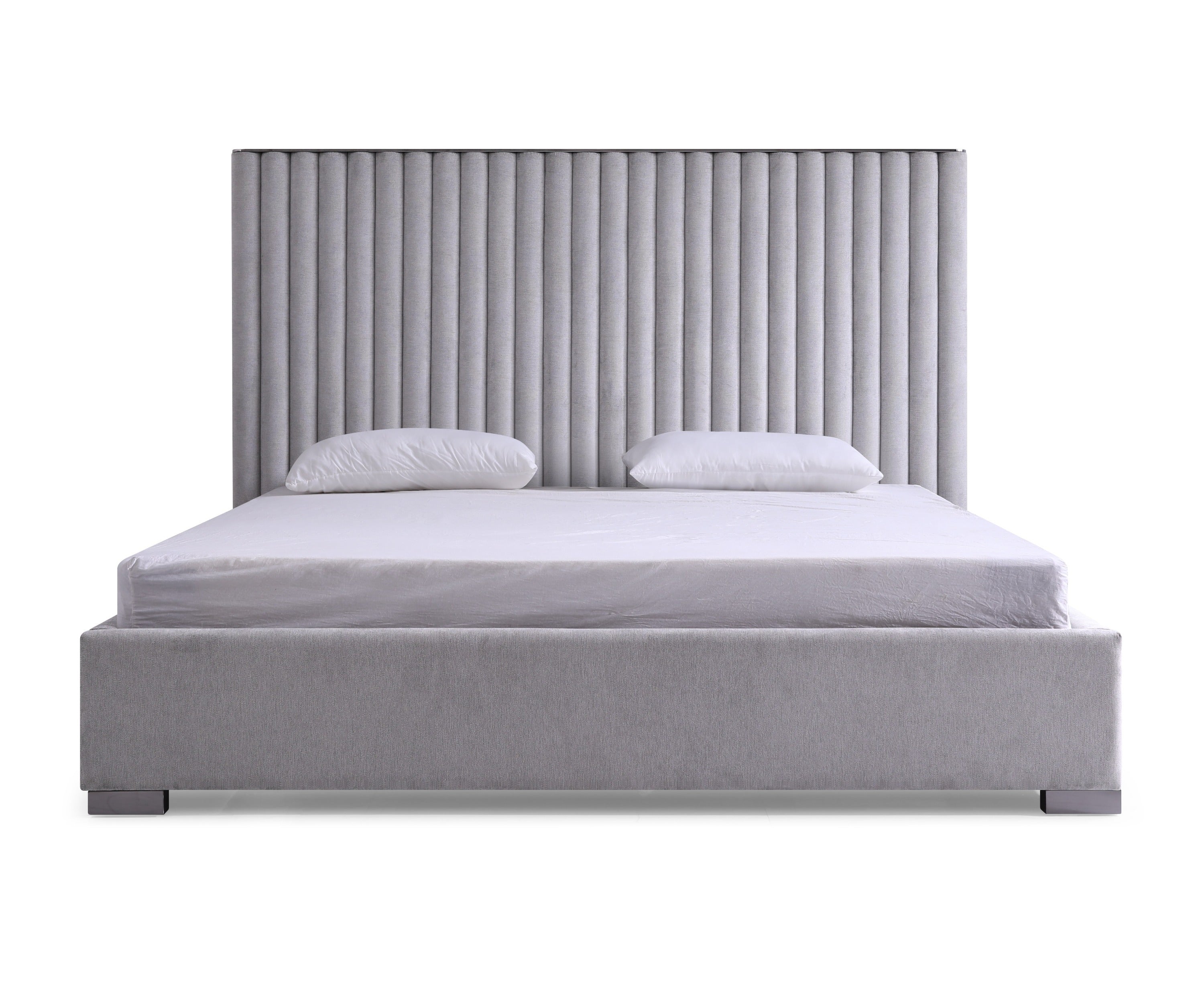 Splendor - Silver + Grey Velvet Upholstered King Platform Bed - image 5