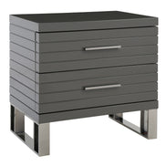 Splendor - Grey High Gloss Slatted Nightstand - image 2