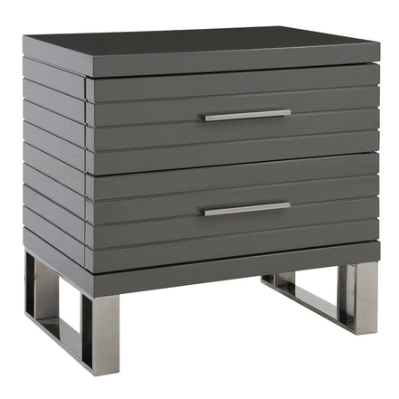 Splendor - Grey High Gloss Slatted Nightstand - image 2