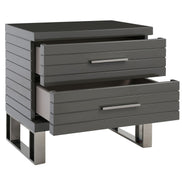 Splendor - Grey High Gloss Slatted Nightstand - image 3