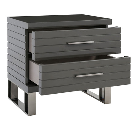 Splendor - Grey High Gloss Slatted Nightstand - image 3