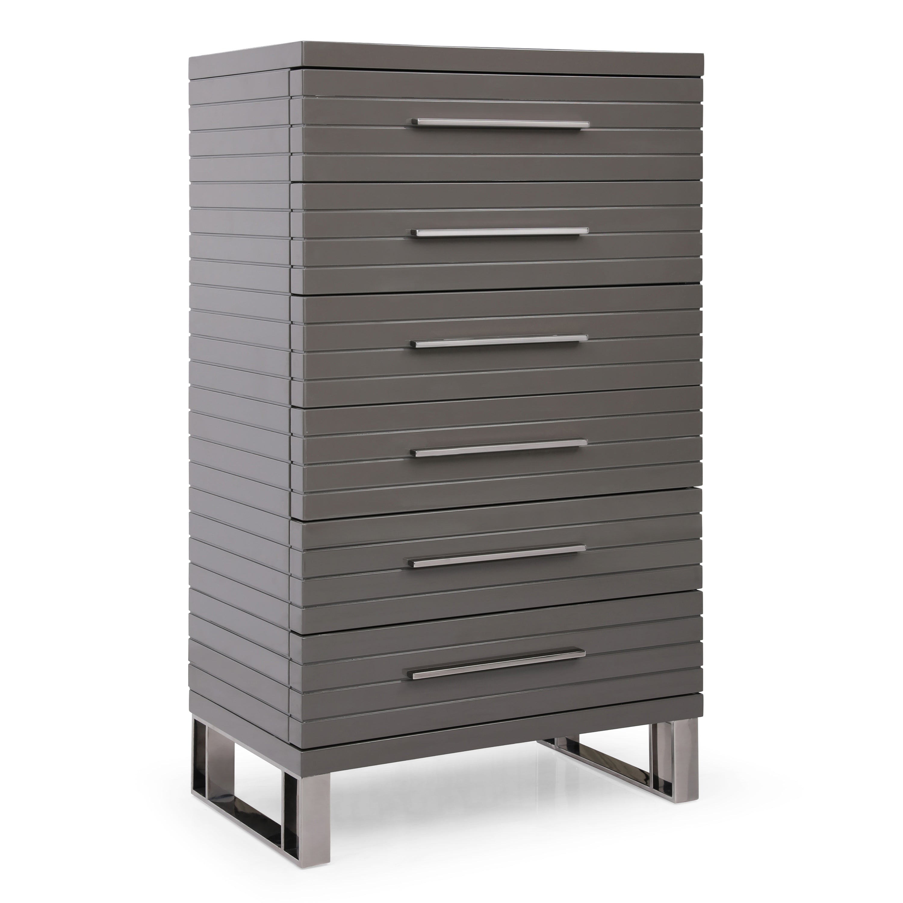 Splendor - Grey High Gloss Slatted Chest - image 3