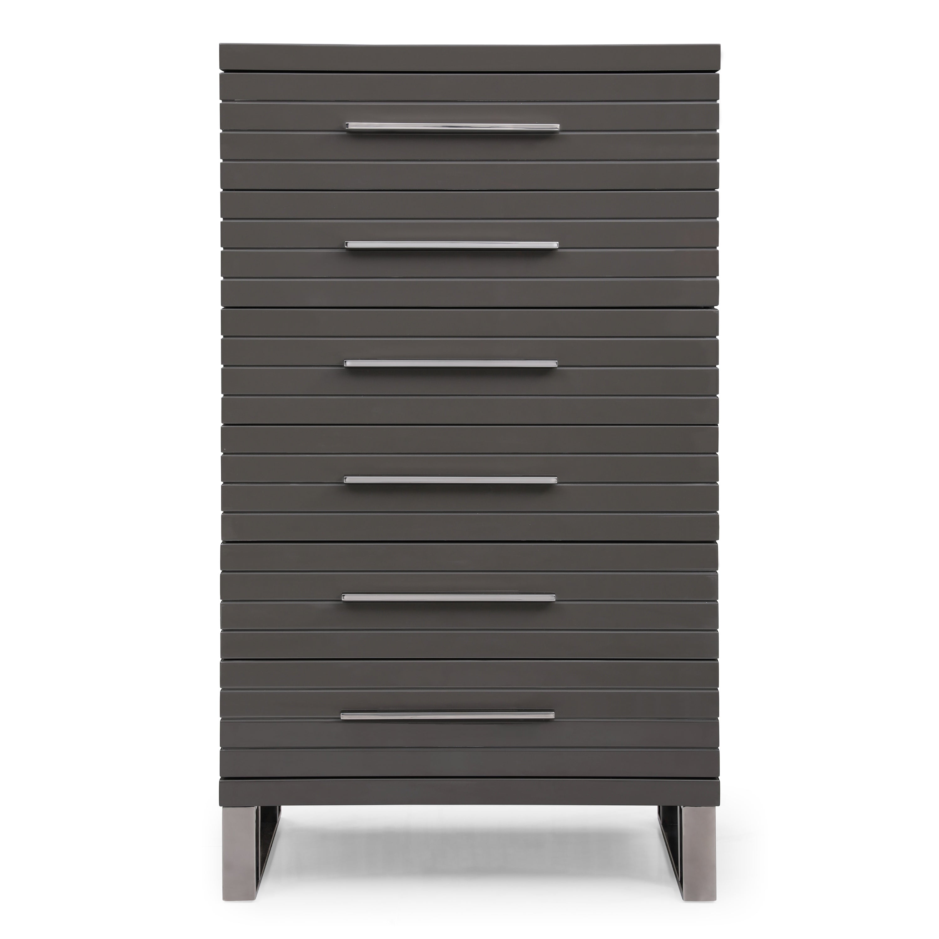 Splendor - Grey High Gloss Slatted Chest - image 2
