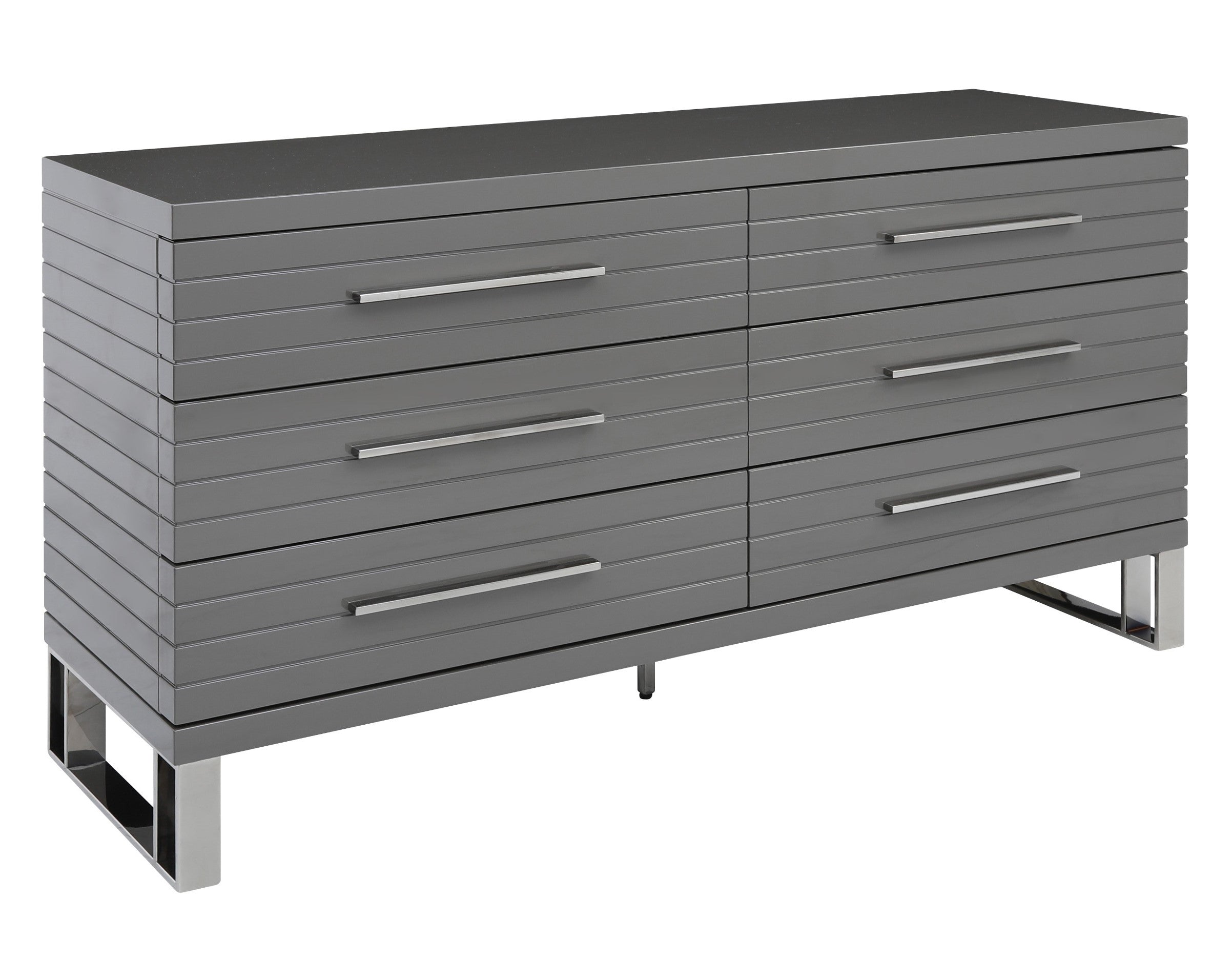 Splendor - Grey High Gloss Slatted Dresser - image 3
