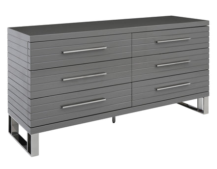 Splendor - Grey High Gloss Slatted Dresser - image 3