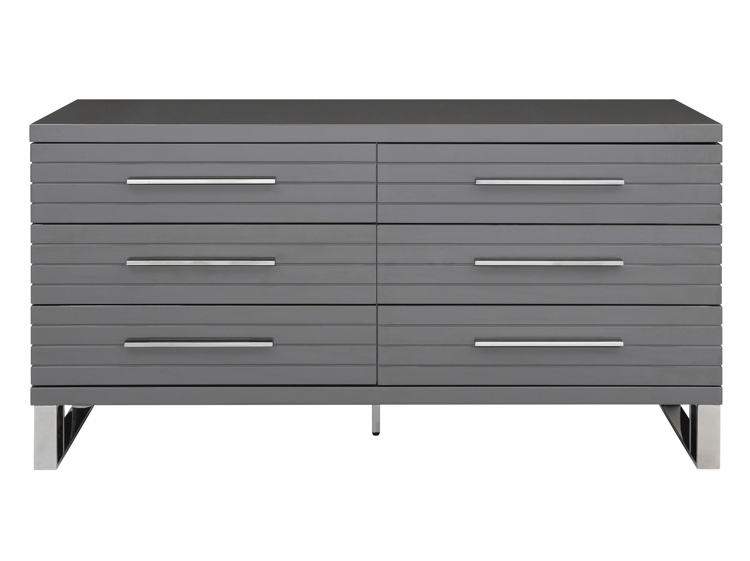 Splendor - Grey High Gloss Slatted Dresser - image 2