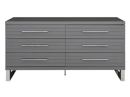 Splendor - Grey High Gloss Slatted Dresser - image 2