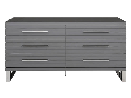 Splendor - Grey High Gloss Slatted Dresser - image 2
