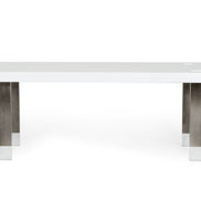 Lenny- Modern White High Gloss & Stainless Steel Gun Metal Dining Table - image 4