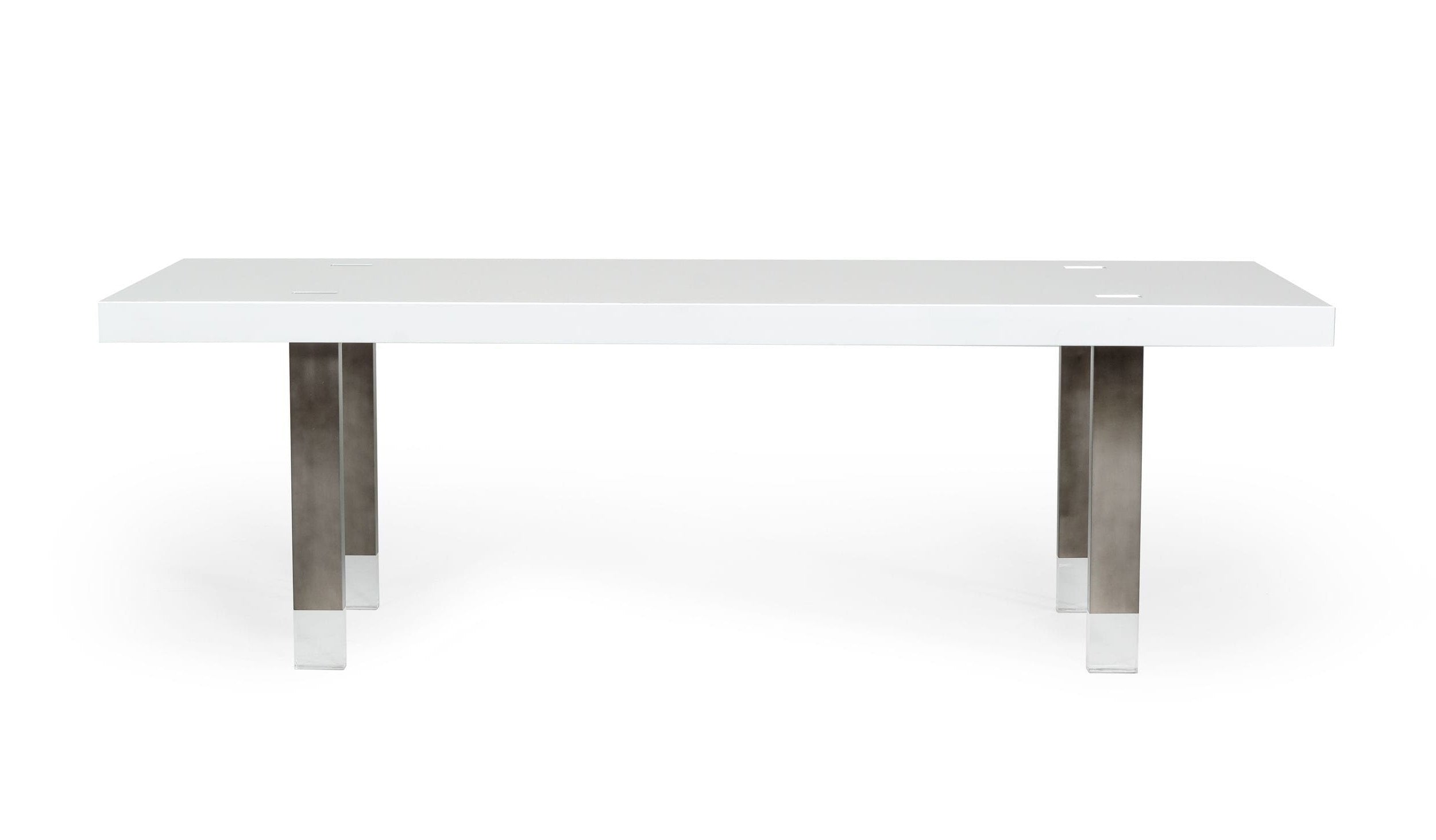 Lenny- Modern White High Gloss & Stainless Steel Gun Metal Dining Table - image 4
