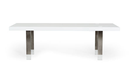 Lenny- Modern White High Gloss & Stainless Steel Gun Metal Dining Table - image 4