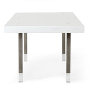 Lenny- Modern White High Gloss & Stainless Steel Gun Metal Dining Table - image 2