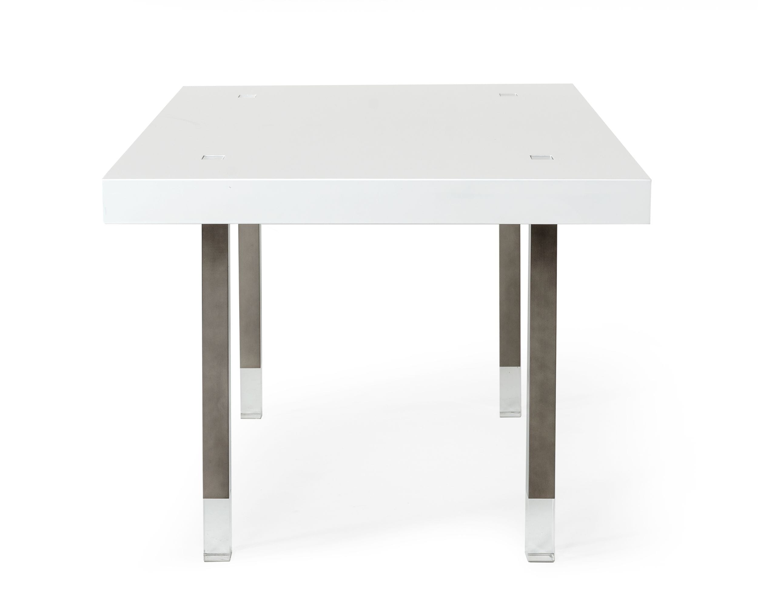 Lenny- Modern White High Gloss & Stainless Steel Gun Metal Dining Table - image 2