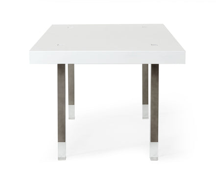 Lenny- Modern White High Gloss & Stainless Steel Gun Metal Dining Table - image 2